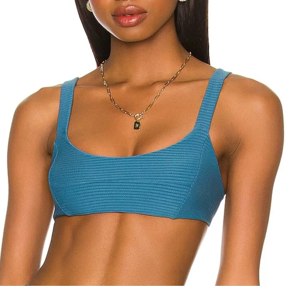 NWT l*space Jess Eco Chic Repreve Ribbed Bikini Top in Oceanside Sz. XL